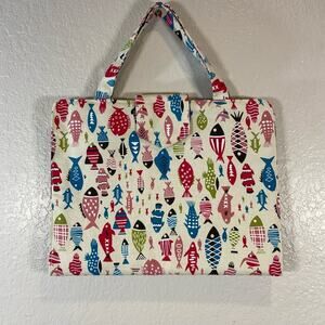 HANDMADE Notebook Tablet Bible Stationary Case Fish & Cats Textile Design